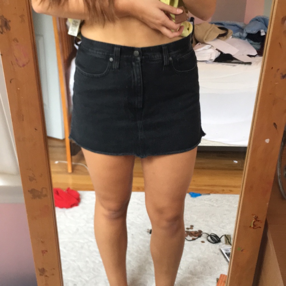 Madewell black denim skirt
